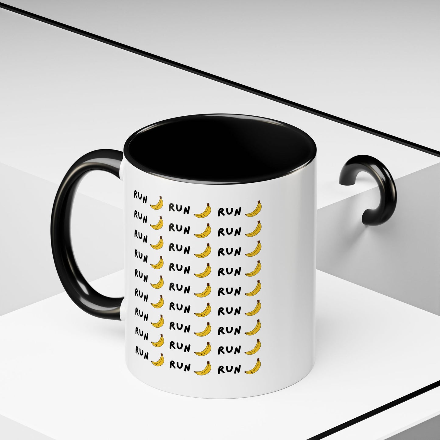 Run Banana Accent Mug / Fun Motivational Coffee Cup for Fitness Lovers / 11 ounce Runners Mug