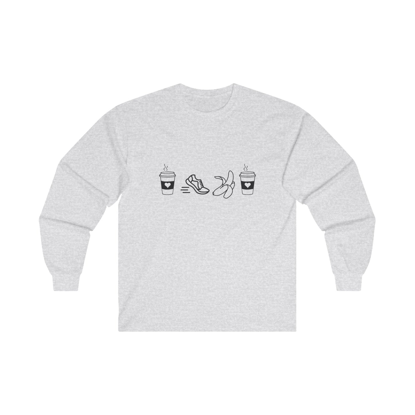 Coffee Run Banana Coffee Long Sleeve T=Shirt / Running T-Shirt