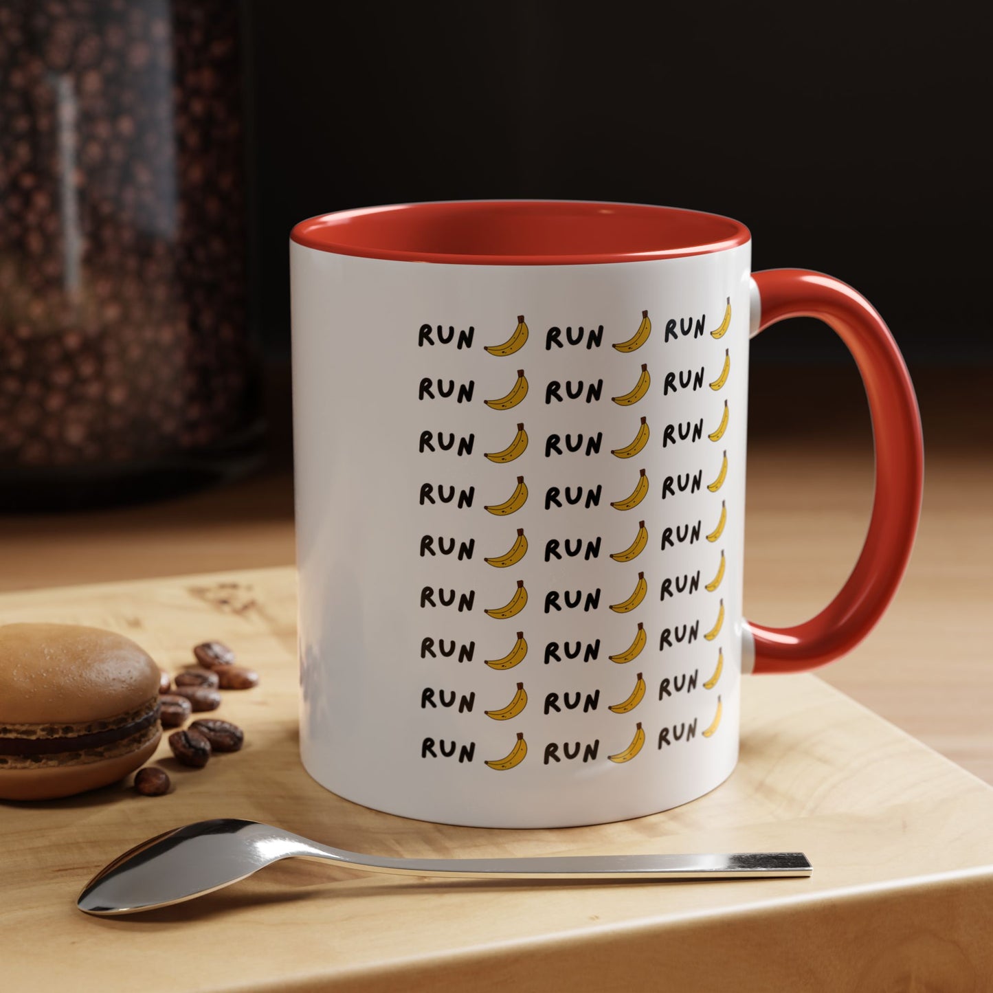 Run Banana Accent Mug / Fun Motivational Coffee Cup for Fitness Lovers / 11 ounce Runners Mug