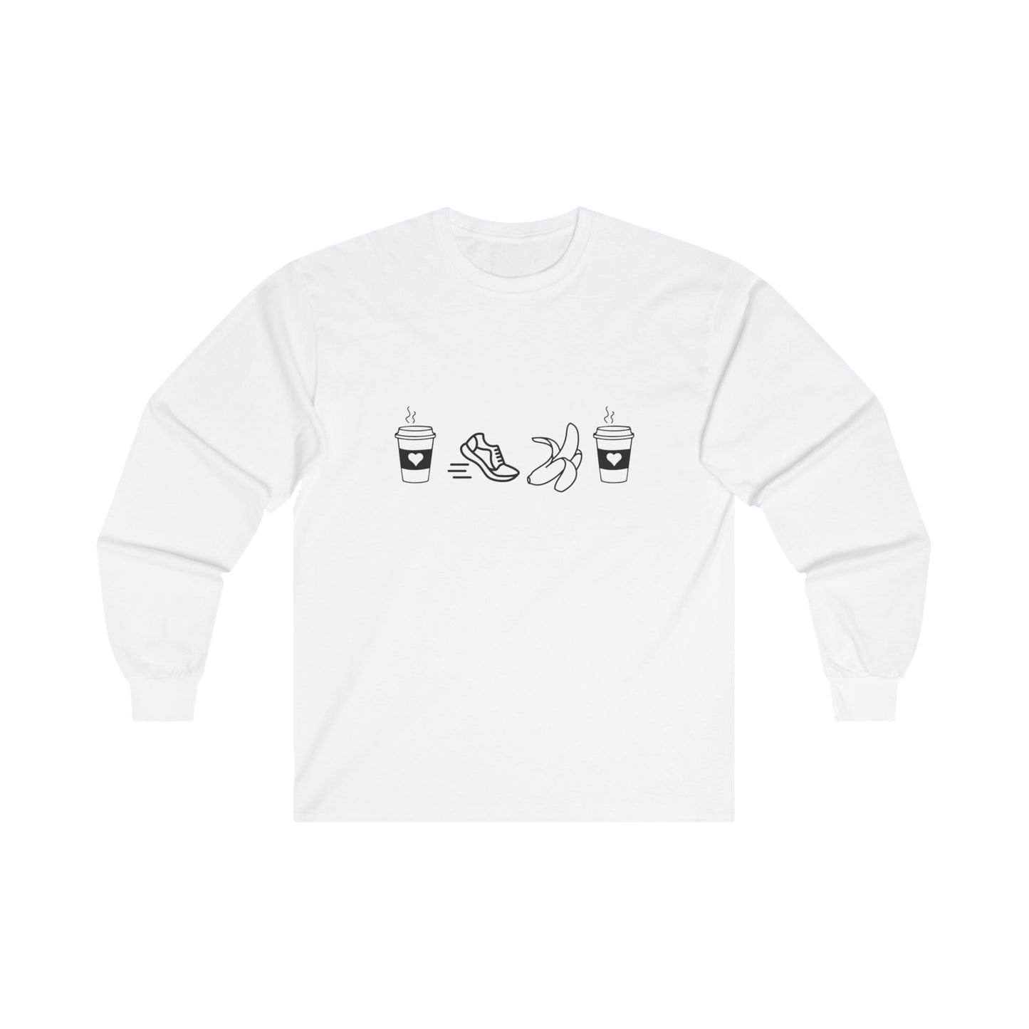Coffee Run Banana Coffee Long Sleeve T=Shirt / Running T-Shirt