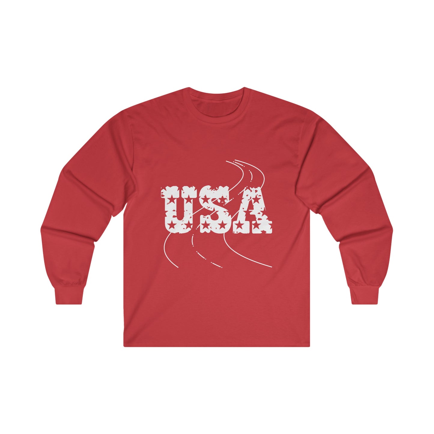 ontherun USA Unisex Ultra Cotton Long Sleeve Tee / Patriotic Long Sleeve T-Shirt / USA T-Shirt / Running T-Shirt