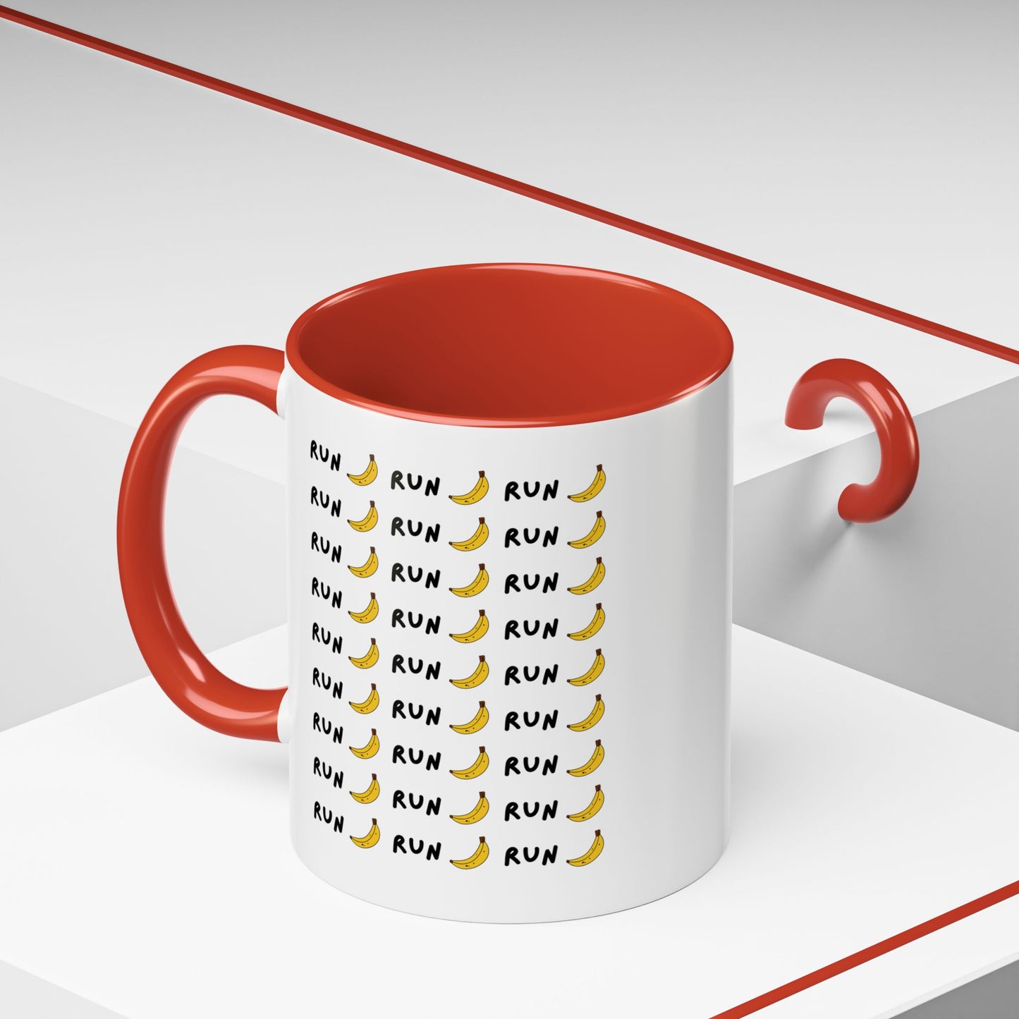 Run Banana Accent Mug / Fun Motivational Coffee Cup for Fitness Lovers / 11 ounce Runners Mug