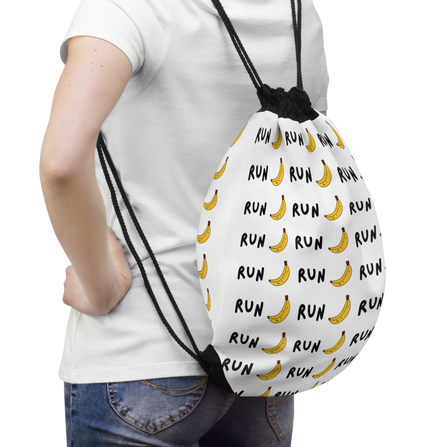 Run Banana Print Drawstring Bag / Drawstring Bag for Active Lifestyles and Fitness Enthusiasts
