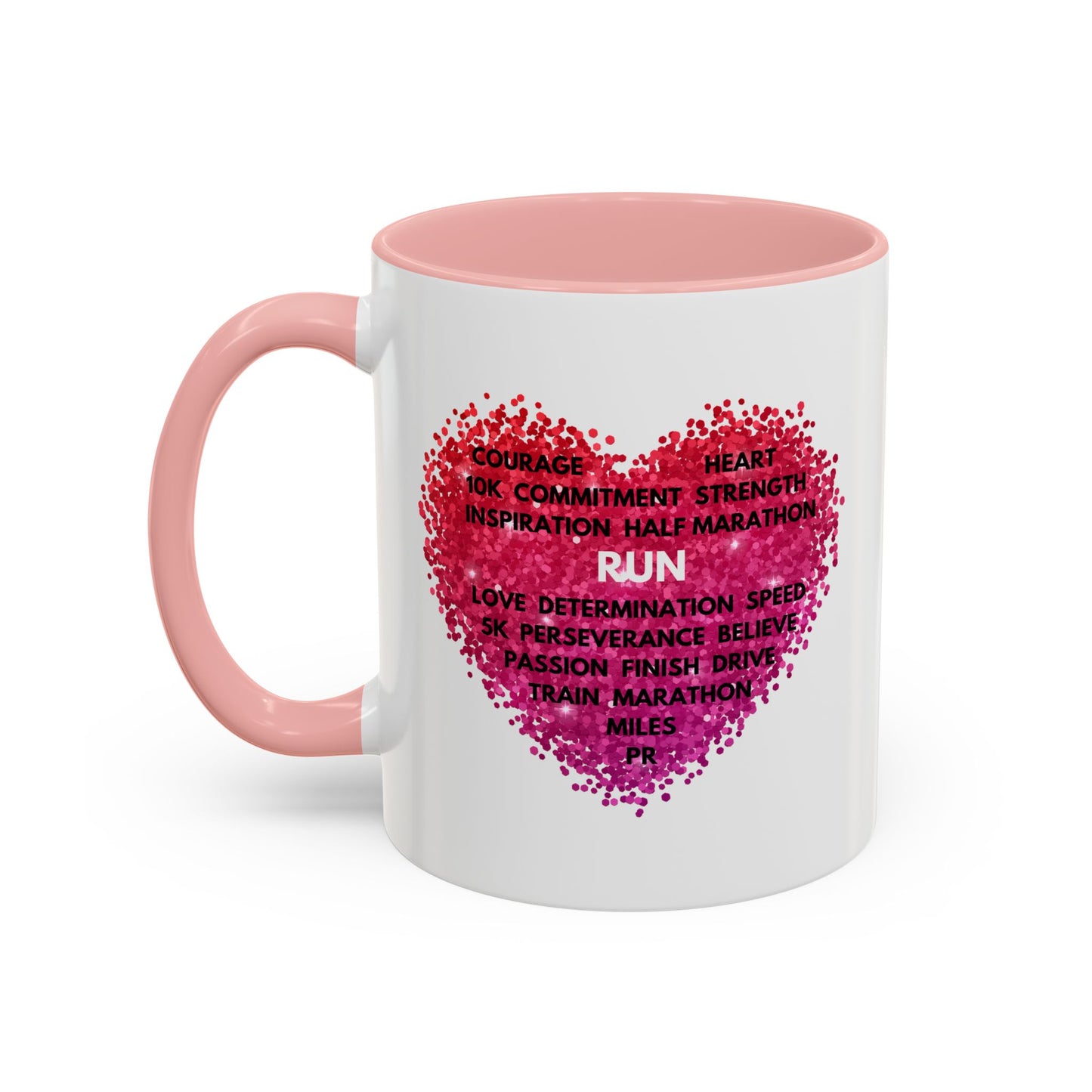 Running Heart 11 ounce Coffee Mug / Inspirational Coffee Mug