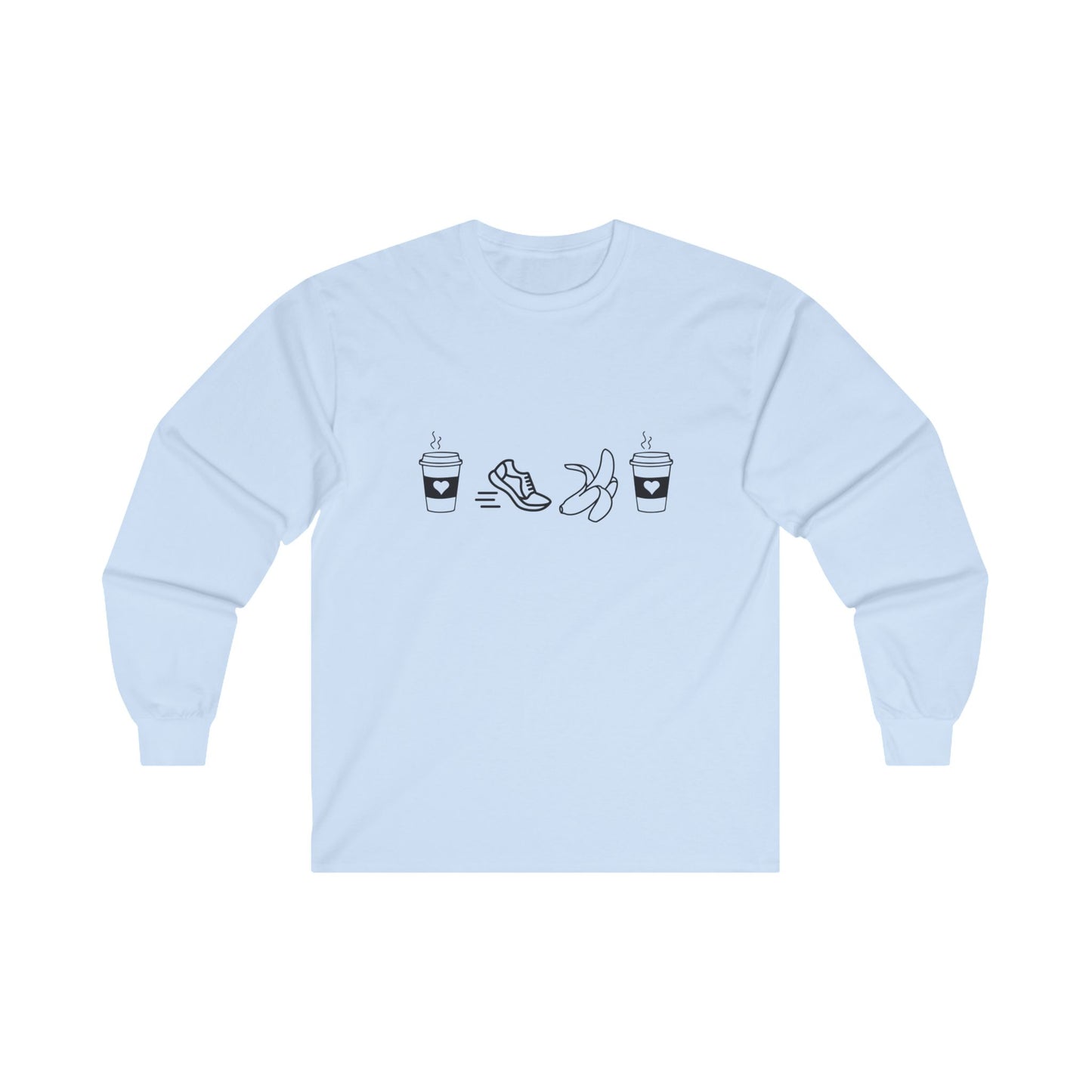 Coffee Run Banana Coffee Long Sleeve T=Shirt / Running T-Shirt
