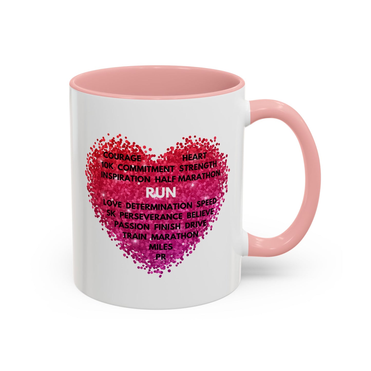 Running Heart 11 ounce Coffee Mug / Inspirational Coffee Mug