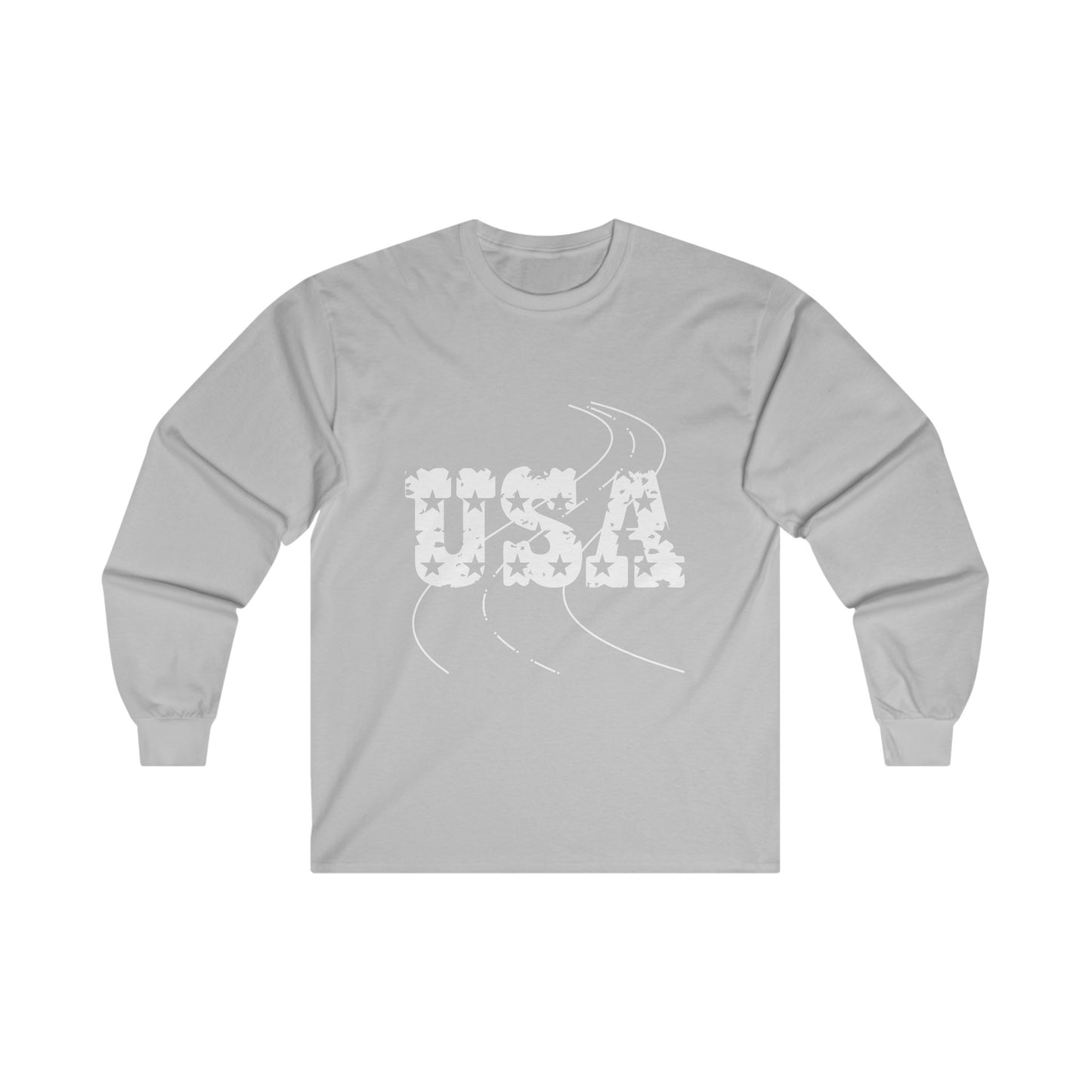 ontherun USA Unisex Ultra Cotton Long Sleeve Tee / Patriotic Long Sleeve T-Shirt / USA T-Shirt / Running T-Shirt