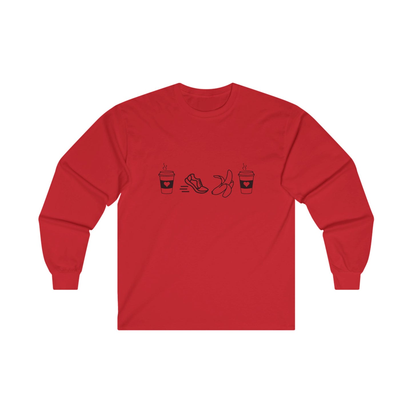 Coffee Run Banana Coffee Long Sleeve T=Shirt / Running T-Shirt