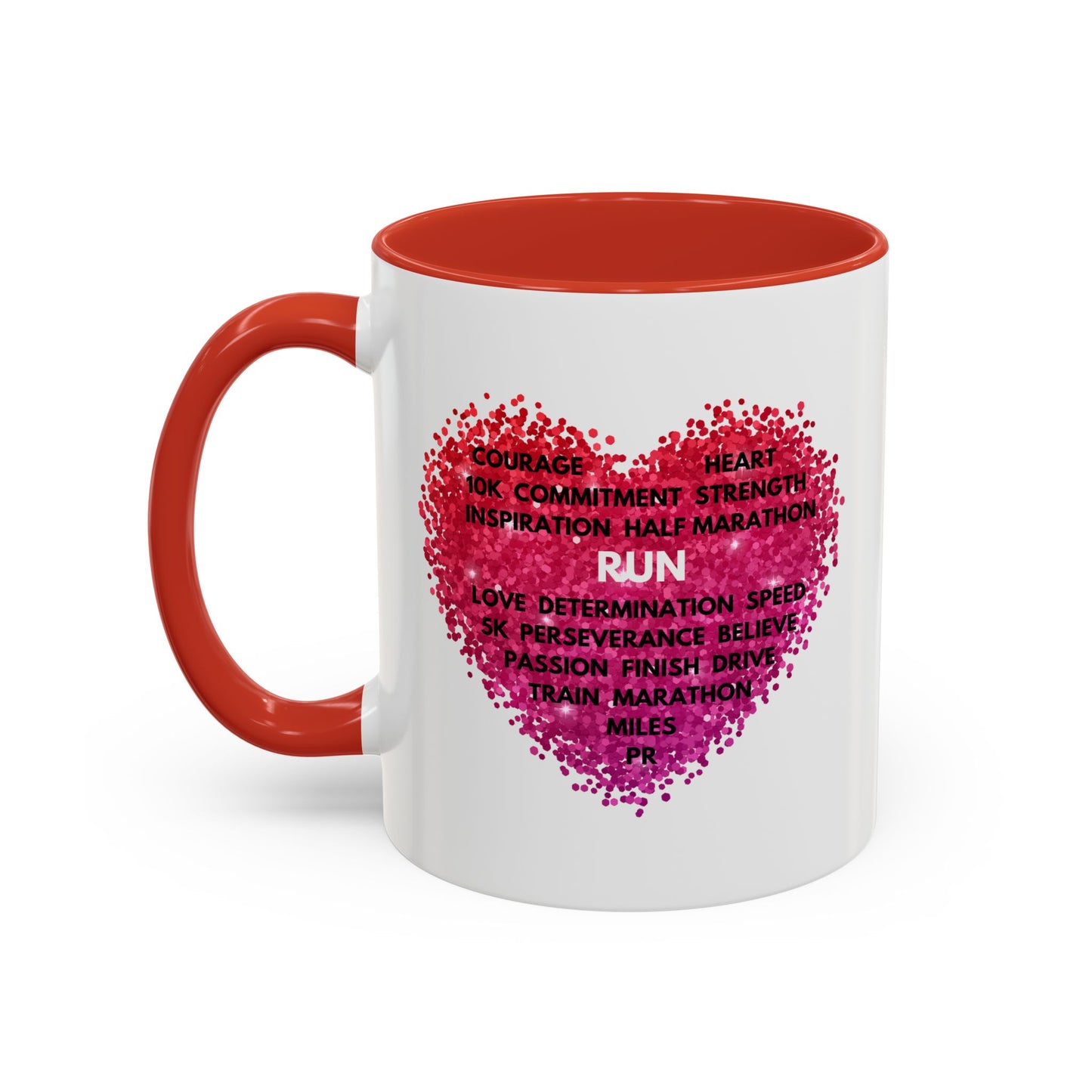 Running Heart 11 ounce Coffee Mug / Inspirational Coffee Mug