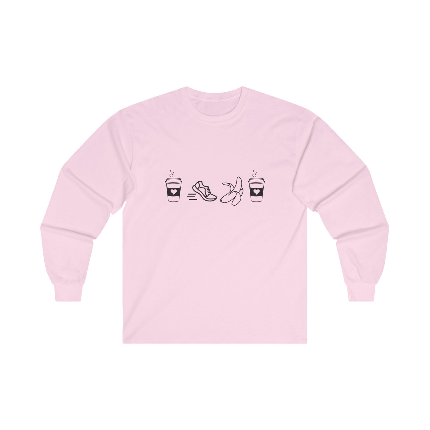 Coffee Run Banana Coffee Long Sleeve T=Shirt / Running T-Shirt