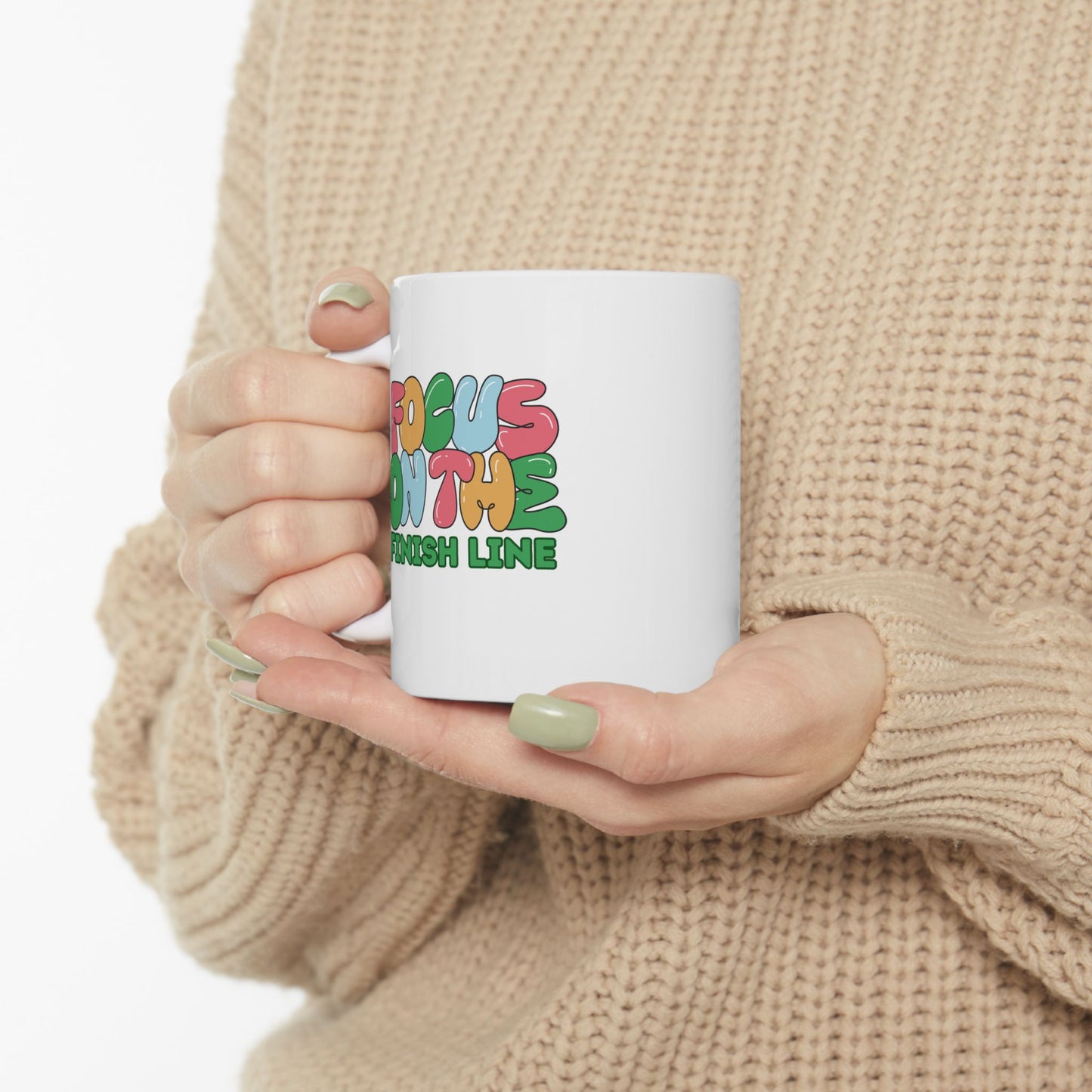 Focus on the Finish Line 11 ounce Ceramic Mug / Mug for Runners / Gift for Runners