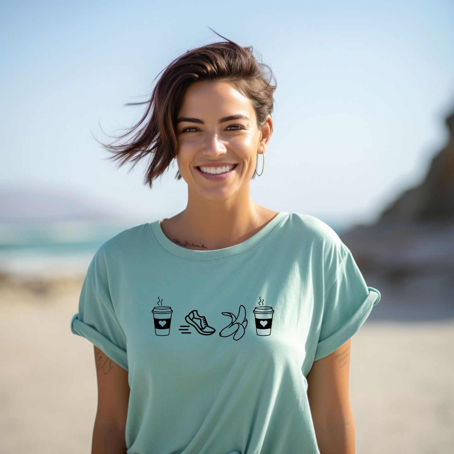 Coffee Run Banana Coffee Unisex Garment-Dyed T-Shirt / Running T-Shirt