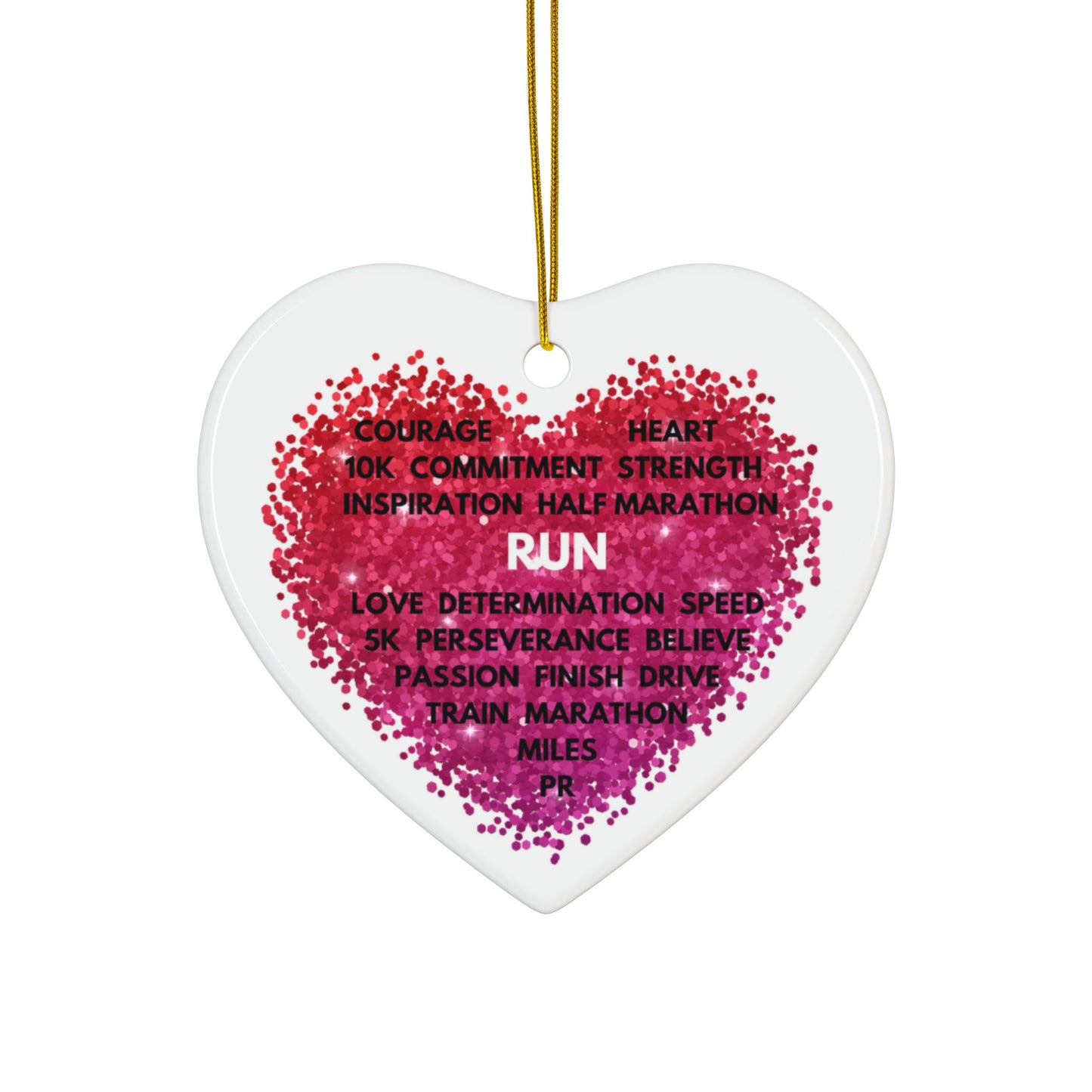 Inspirational Runner's Ceramic Ornaments / Motivational Gifts for Runners / Runner's Heart Holiday Ornament