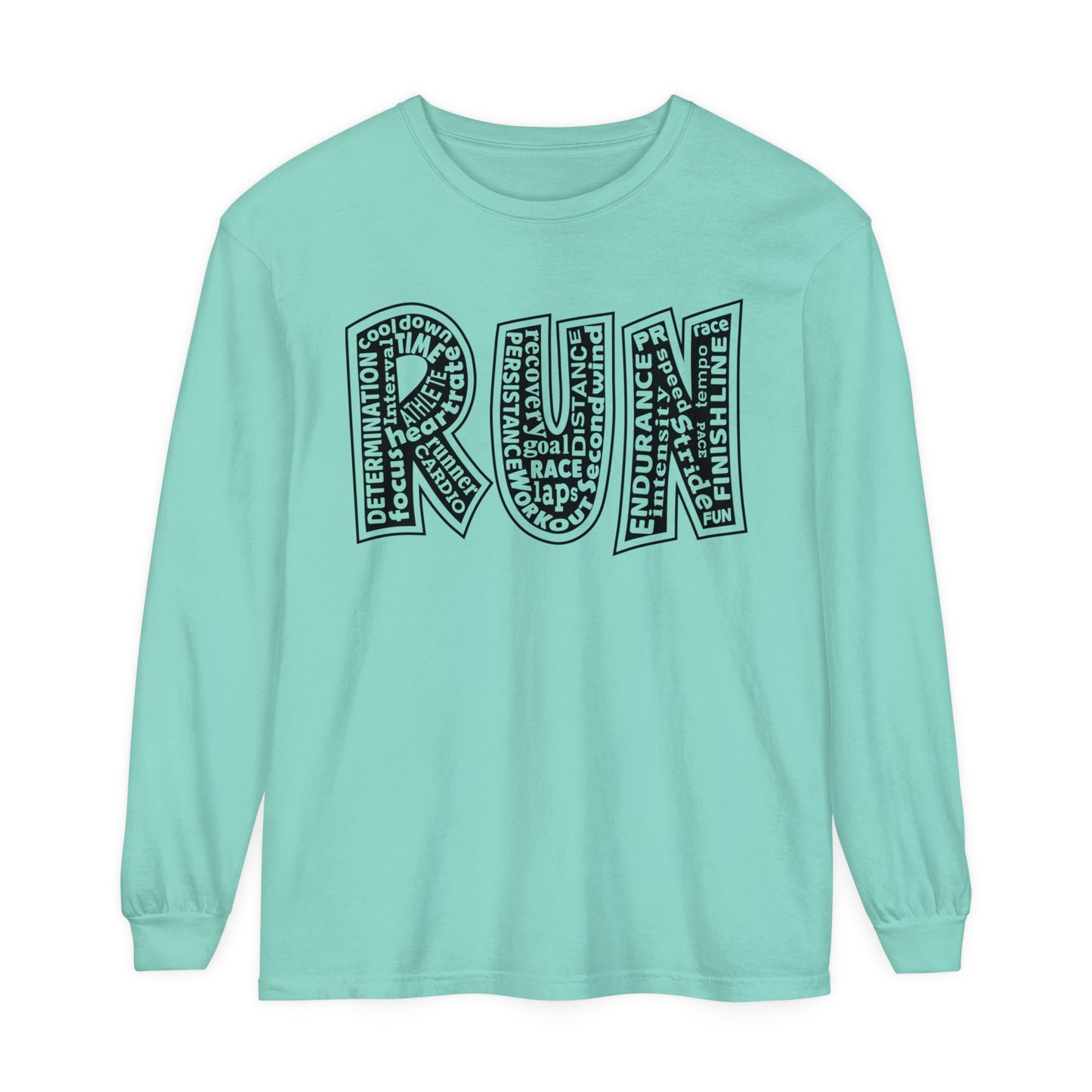 RUN Unisex Garment-Dyed Long Sleeve T-Shirt / Run Long Sleeve Running T-Shirt