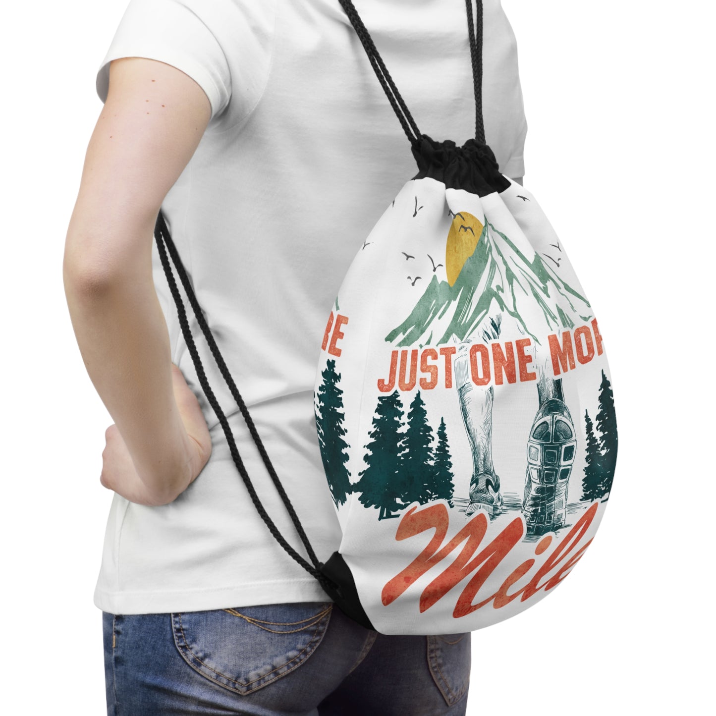 Just One More Mile Drawstring Bag / Drawstring Bag for Work, Travel, Running, or the Gym