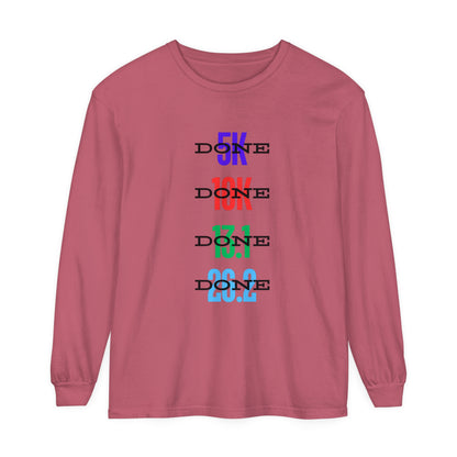 Done Unisex Garment-Dyed Long Sleeve T-Shirt / Running Long Sleeve T-Shirt