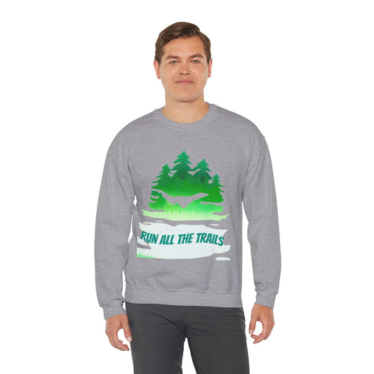 Run All the Trails Unisex Heavy Blend Crewneck Sweatshirt / Trail Running Sweatshirt / Running Sweatshirt