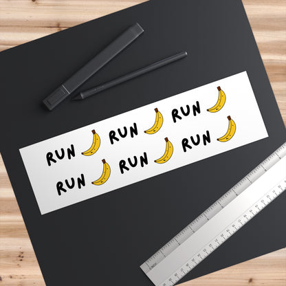 Banana Run Bumper Sticker for Fun Road Trips & Fitness Enthusiasts