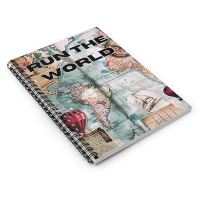 Run the World Spiral Notebook / Travel and Adventure Journal / Map Design Notebook or Running Record