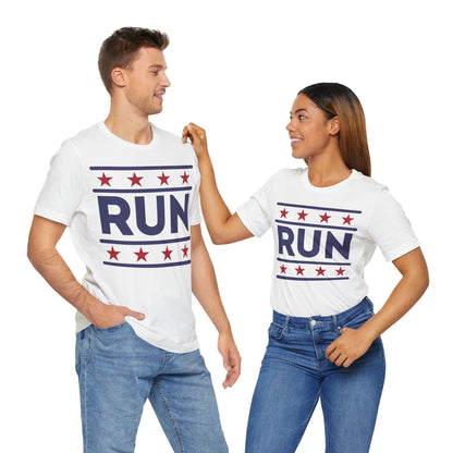 ontherun Run Unisex Jersey Short Sleeve Tee / Patriotic Short Sleeve T-Shirt / 4th of July T-Shirt / Running T-Shirt