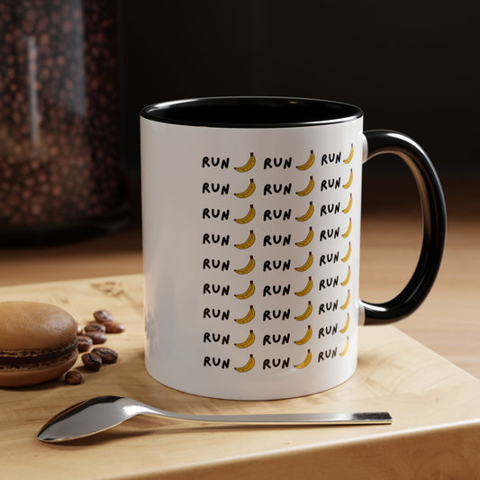 Run Banana Accent Mug / Fun Motivational Coffee Cup for Fitness Lovers  / 11 ounce Runners Mug