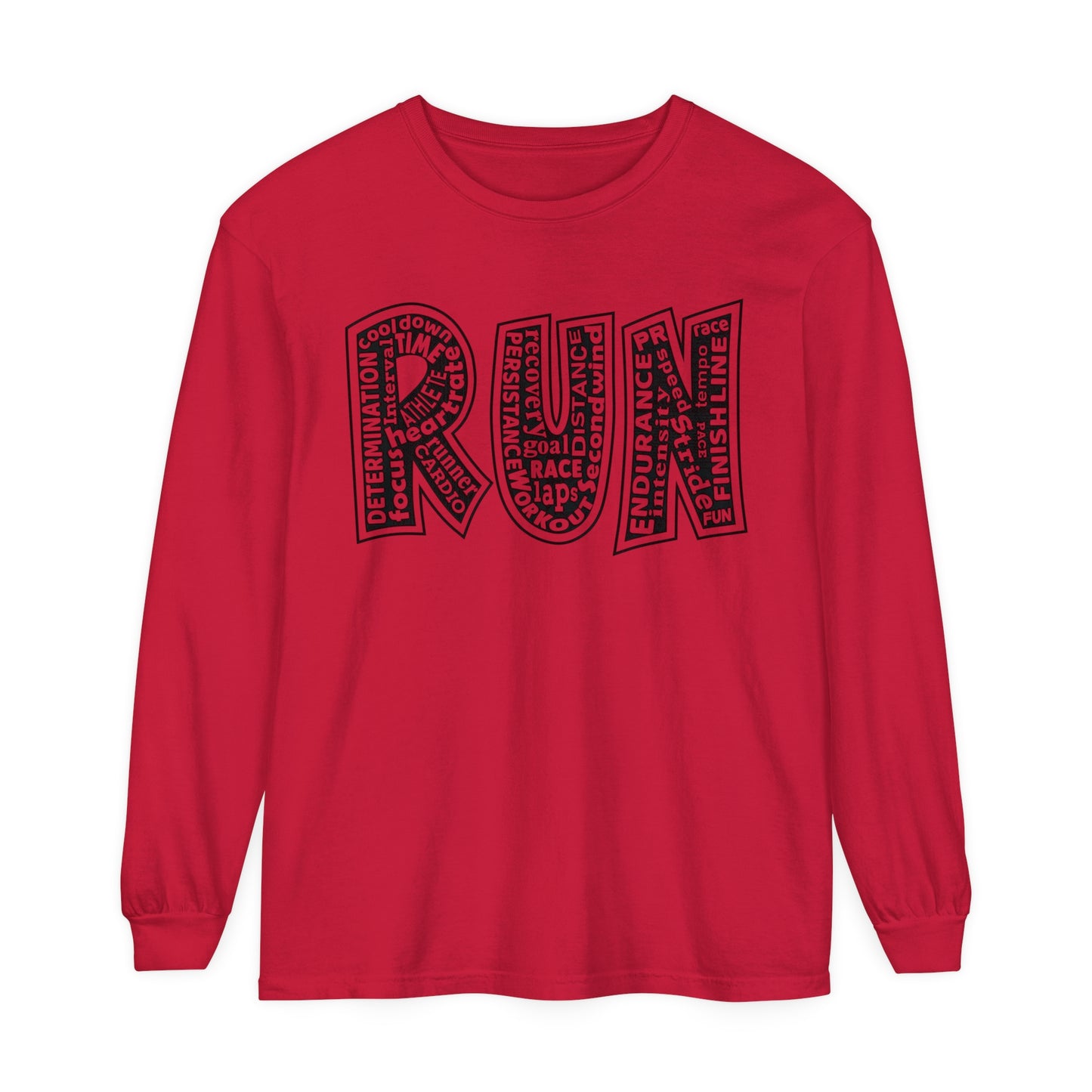 RUN Unisex Garment-Dyed Long Sleeve T-Shirt / Run Long Sleeve Running T-Shirt