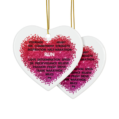 Inspirational Runner's Ceramic Ornaments / Motivational Gifts for Runners / Runner's Heart Holiday Ornament