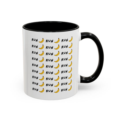 Run Banana Accent Mug / Fun Motivational Coffee Cup for Fitness Lovers  / 11 ounce Runners Mug