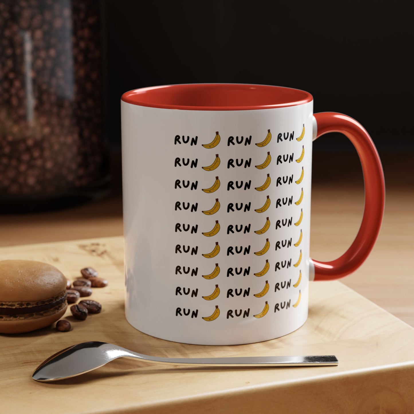 Run Banana Accent Mug / Fun Motivational Coffee Cup for Fitness Lovers  / 11 ounce Runners Mug