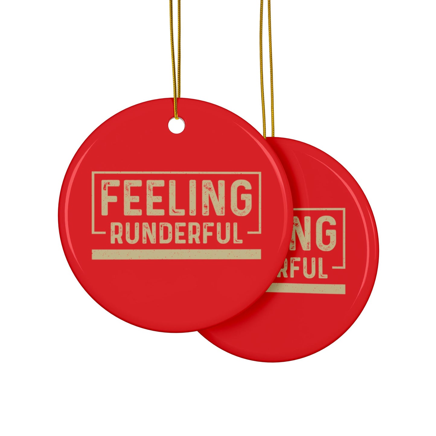 Ceramic Christmas Ornaments – 'Feeling Rundeful' Design (1, 3, 5, or 10 pcs)