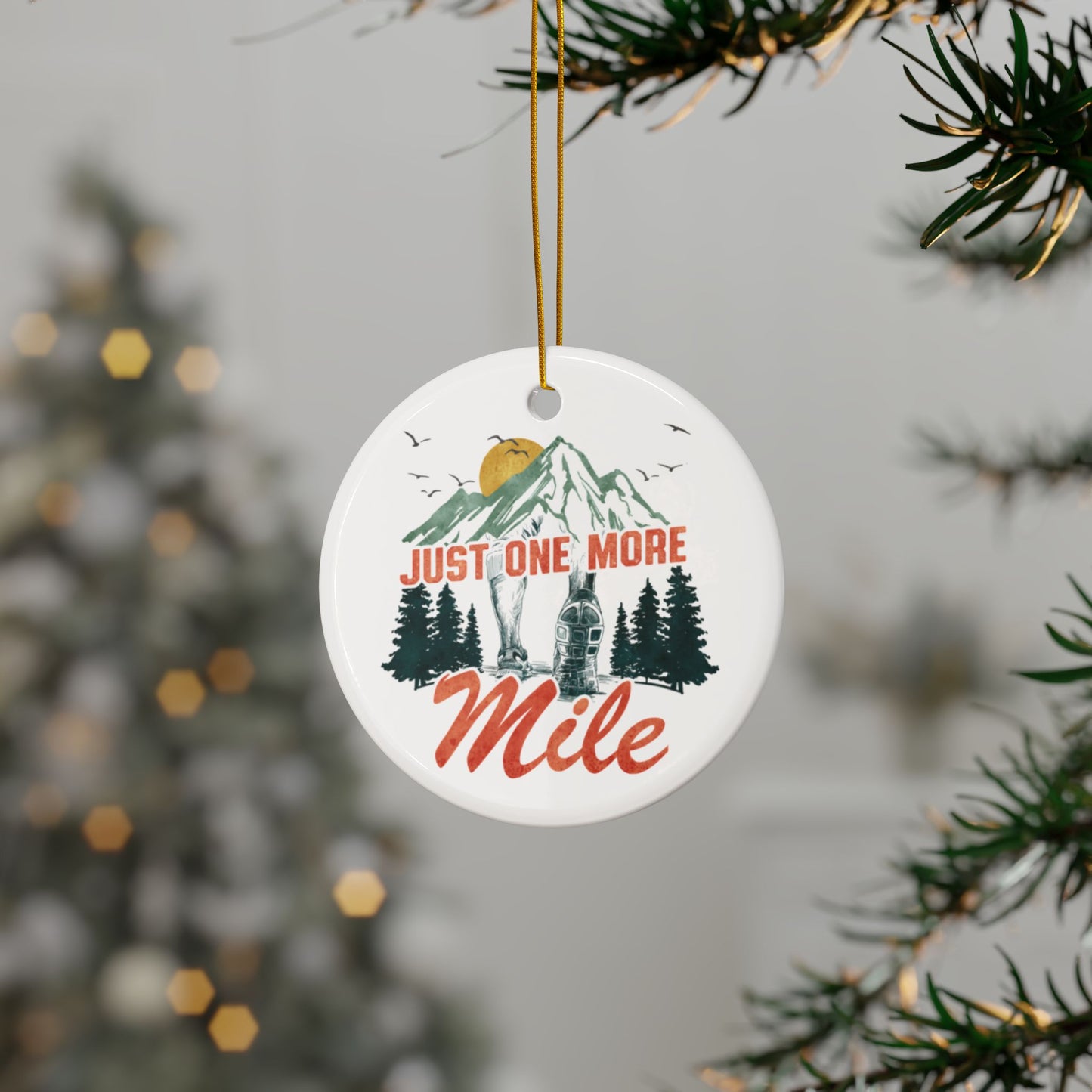 Adventure-Themed Ceramic Ornaments / Just One More Mile / Runner's Ornament