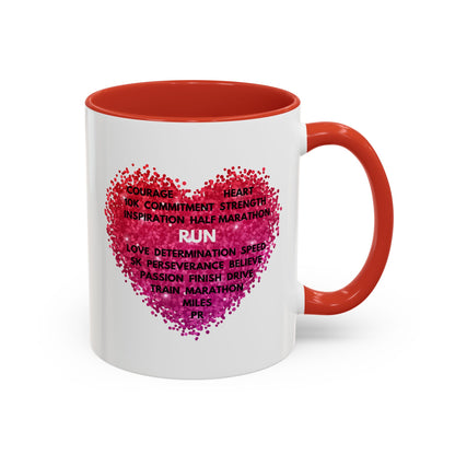 Running Heart 11 ounce Coffee Mug / Inspirational Coffee Mug