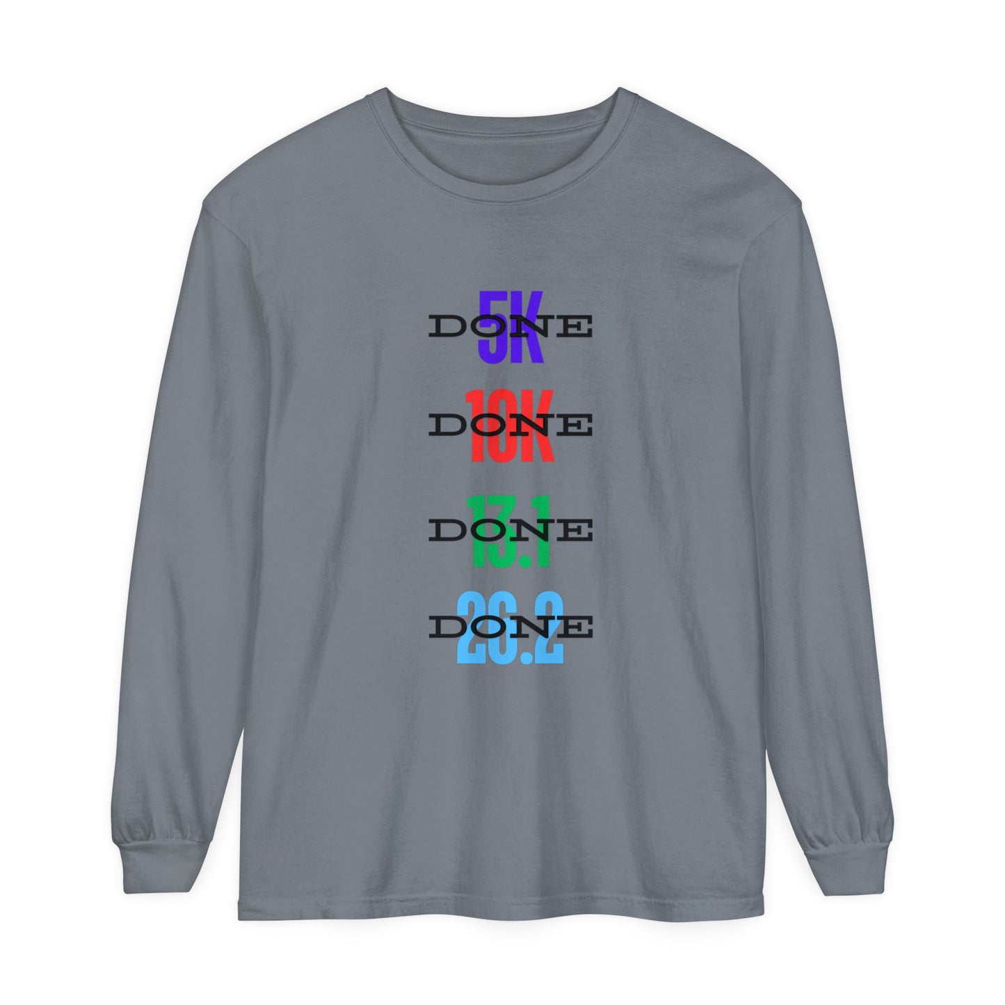 Done Unisex Garment-Dyed Long Sleeve T-Shirt / Running Long Sleeve T-Shirt