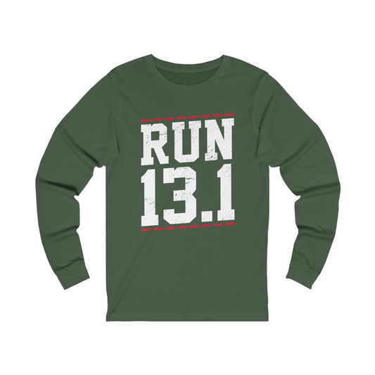 Run 13.1 Unisex Jersey Long Sleeve Tee / Half Marathon Running Tee