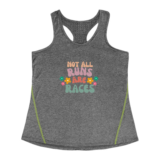 Floral Sports Top for Women  / Not All Runs Are Races Workout Tank / Running Tank for Women