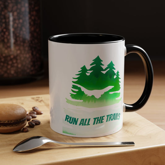 Run All the Trails 11 ounce Mug / Nature Lover's Accent Coffee Mug