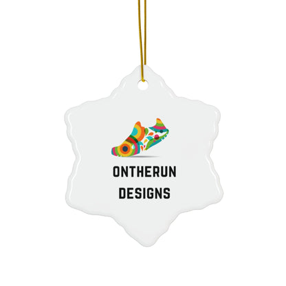 ontherunDesigns Ceramic Ornament / 2-Sided Running Ornament for Holidays & Gifts