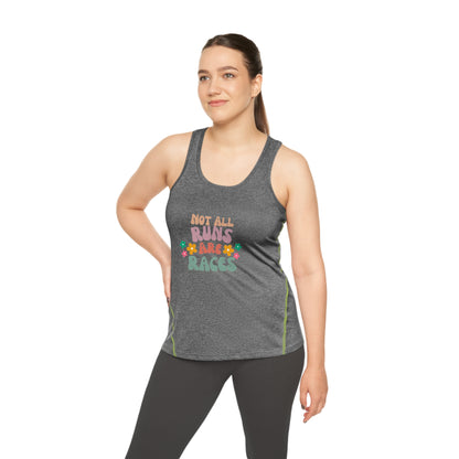 Floral Sports Top for Women  / Not All Runs Are Races Workout Tank / Running Tank for Women