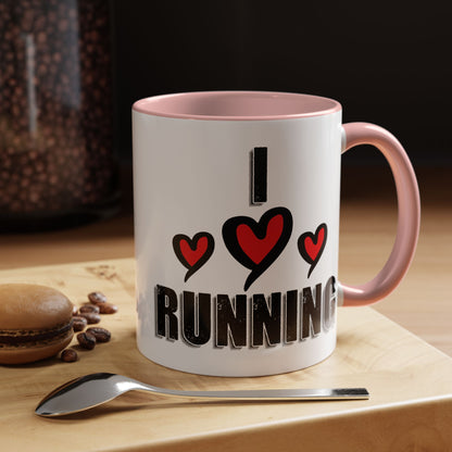 I Love Running Accent Coffee Mug / Perfect Gift for Runners / 11 oz. Mug for Runners