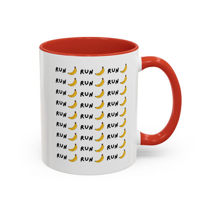 Run Banana Accent Mug / Fun Motivational Coffee Cup for Fitness Lovers  / 11 ounce Runners Mug