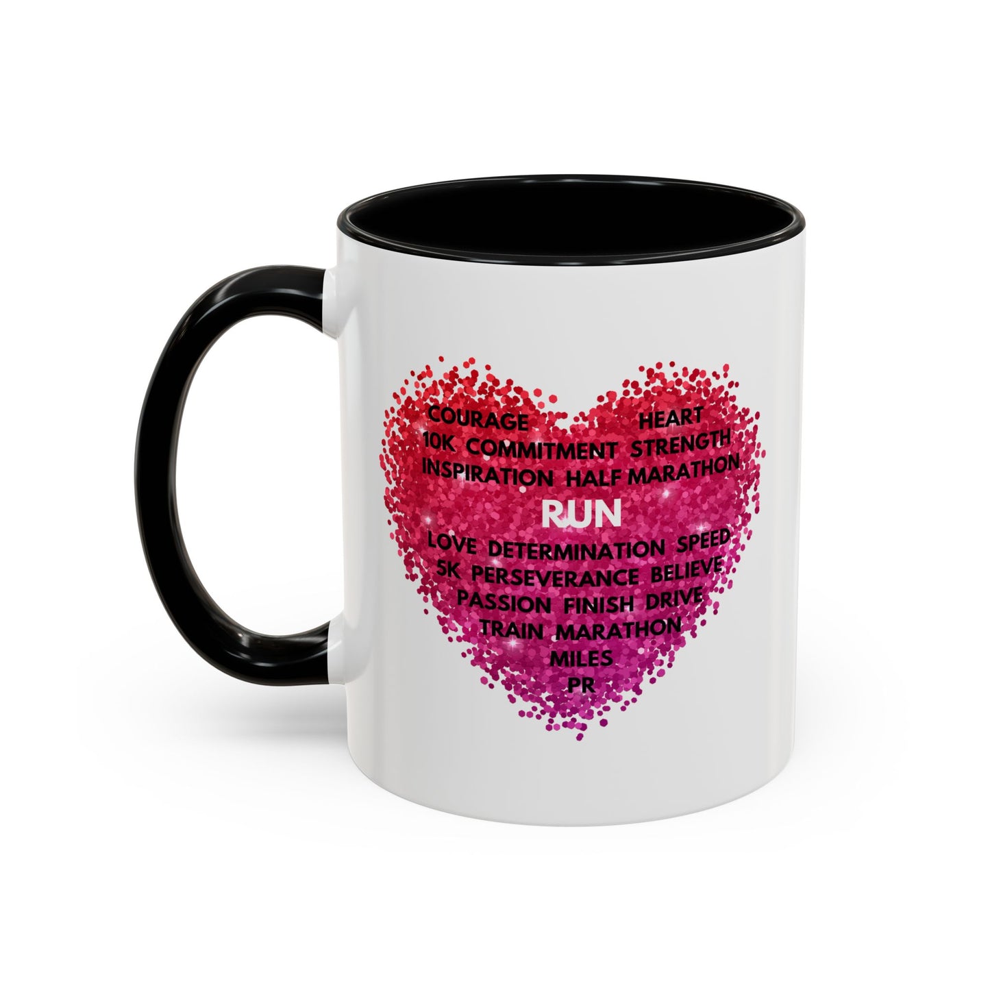 Running Heart 11 ounce Coffee Mug / Inspirational Coffee Mug