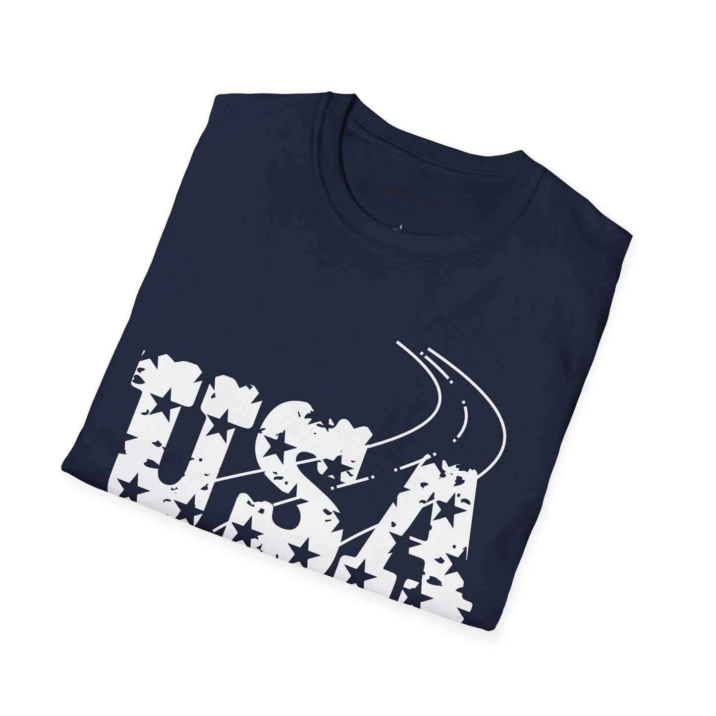 ontherun USA Unisex Softstyle T-Shirt / Patriotic Short Sleeve T-Shirt / 4th of July T-Shirt / Running T-Shirt