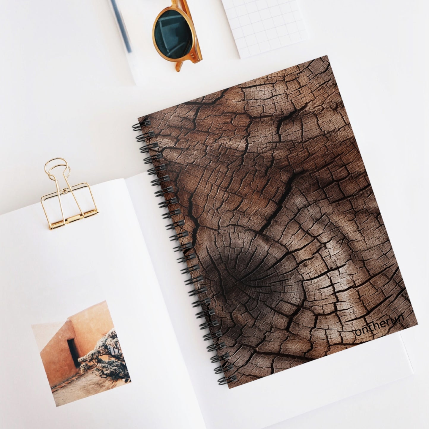 Rustic Bark Spiral Notebook / Ruled Lines for Nature Lovers / Journal for Trail Runners