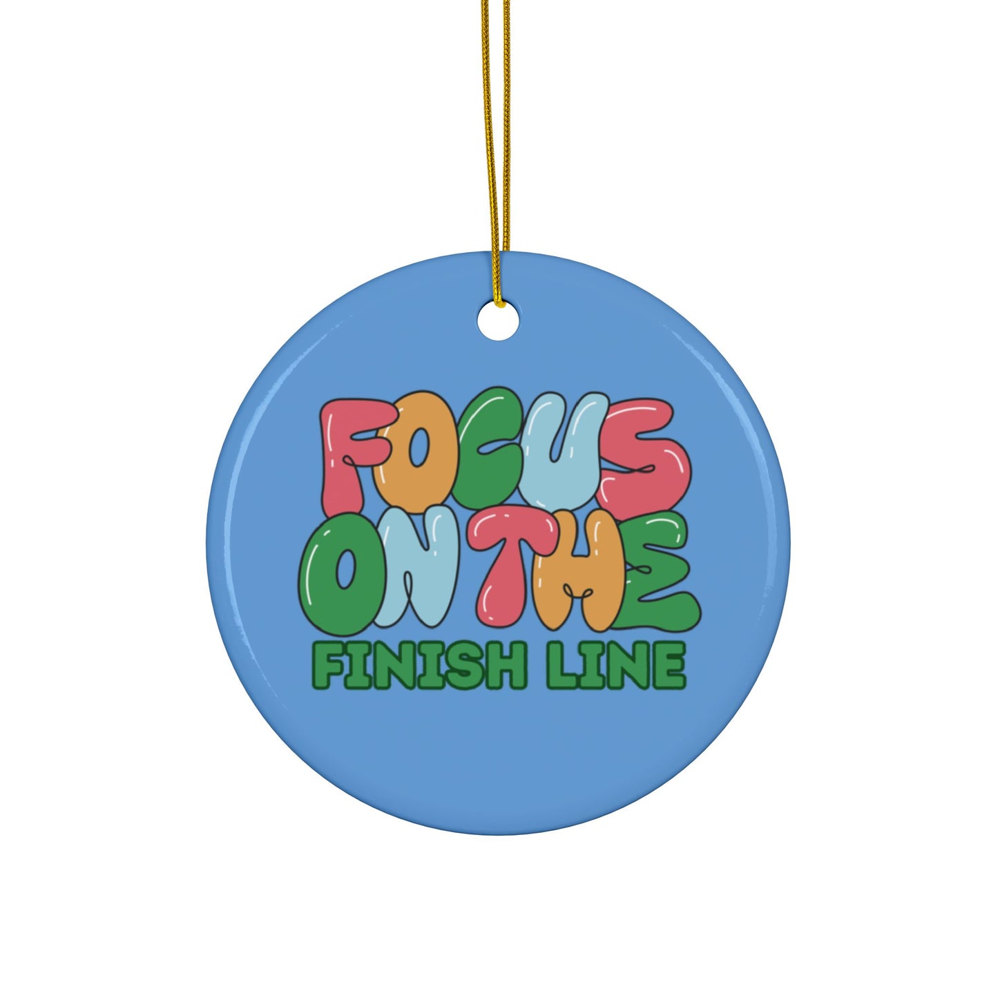 Focus on the Finish Line Motivational Ceramic Ornaments / Set of 1 or 3 / Ornament for Runners and People with an Active Lifestyle