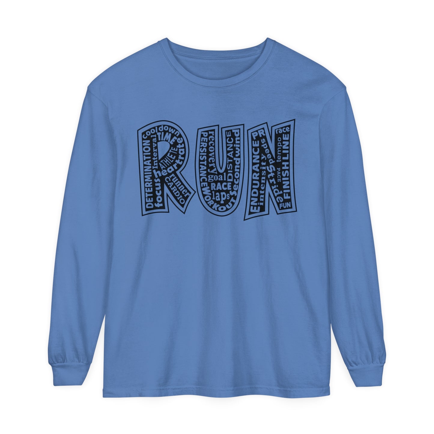 RUN Unisex Garment-Dyed Long Sleeve T-Shirt / Run Long Sleeve Running T-Shirt