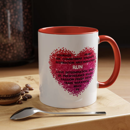 Running Heart 11 ounce Coffee Mug / Inspirational Coffee Mug