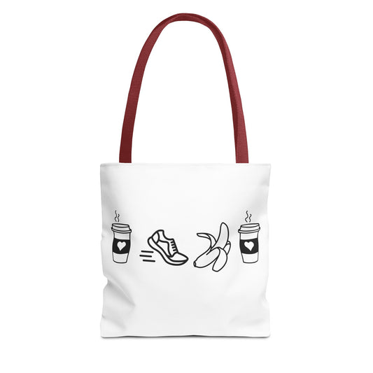 Coffee Run Banana Coffee Tote / Fitness Motivation Tote Bag / Tote for Runners