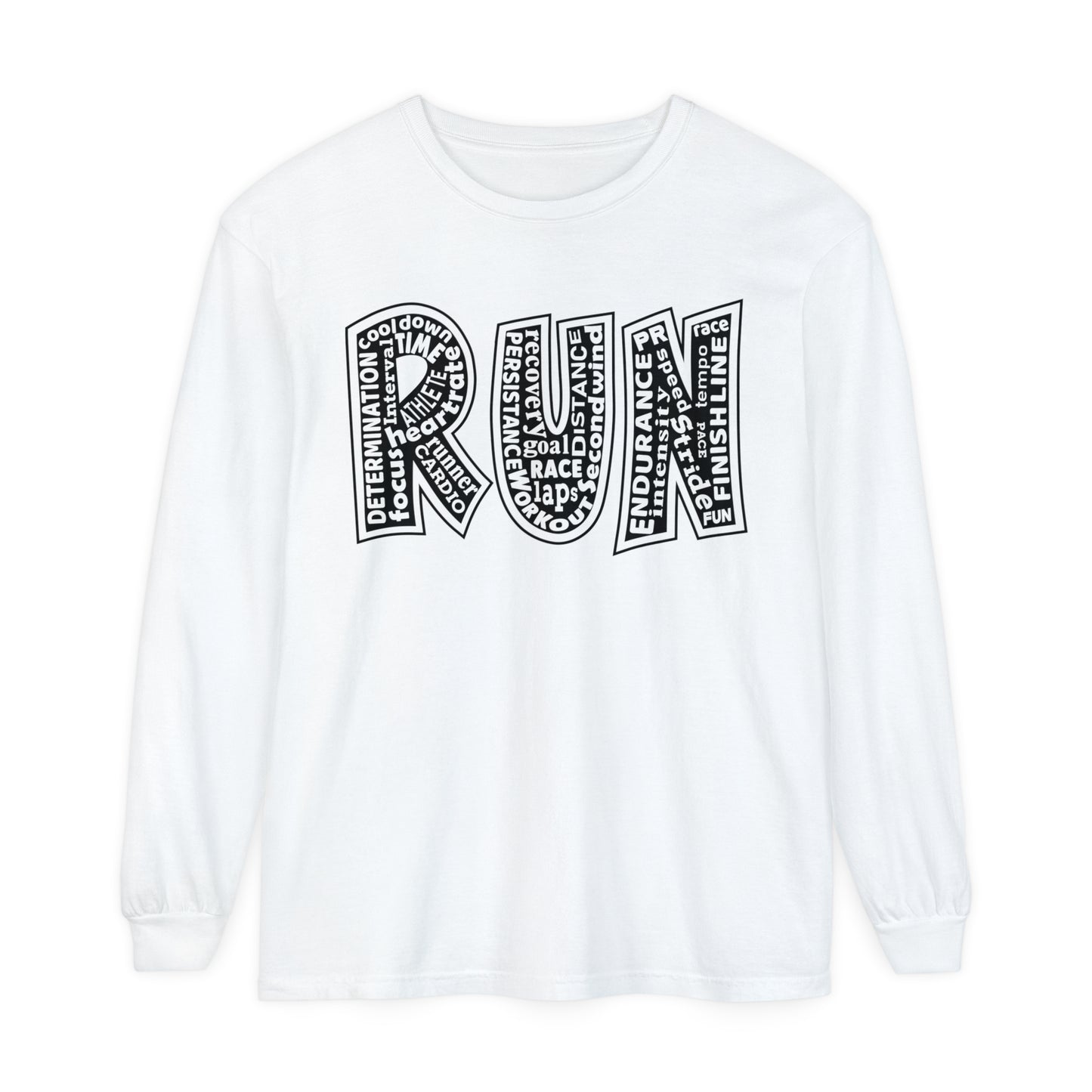 RUN Unisex Garment-Dyed Long Sleeve T-Shirt / Run Long Sleeve Running T-Shirt