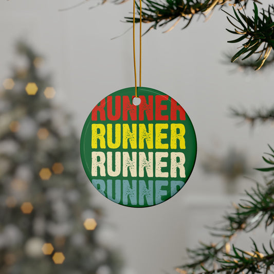 Runner Ceramic Ornaments / Festive 2-Sided Holiday Decor for Runners / Ideal Gift for Sports Enthusiasts