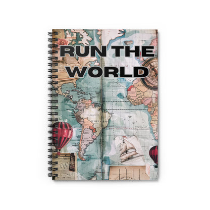 Run the World Spiral Notebook / Travel and Adventure Journal / Map Design Notebook or Running Record